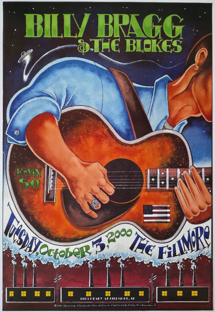 F422 Billy Bragg & The Blokes, The Fillmore by J. Shea - October 3, 2000 - San Francisco, Fillmore Gig Print