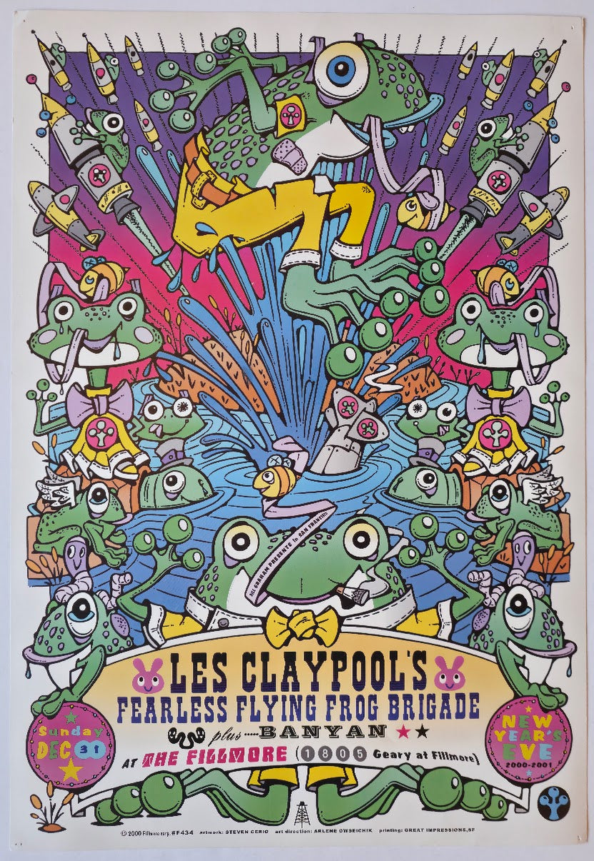 F434 Les Claypool's Fearless Flying Frog Brigade, The Fillmore by Steve Cerio - December 31, 2000 - San Francisco, Fillmore Gig Print