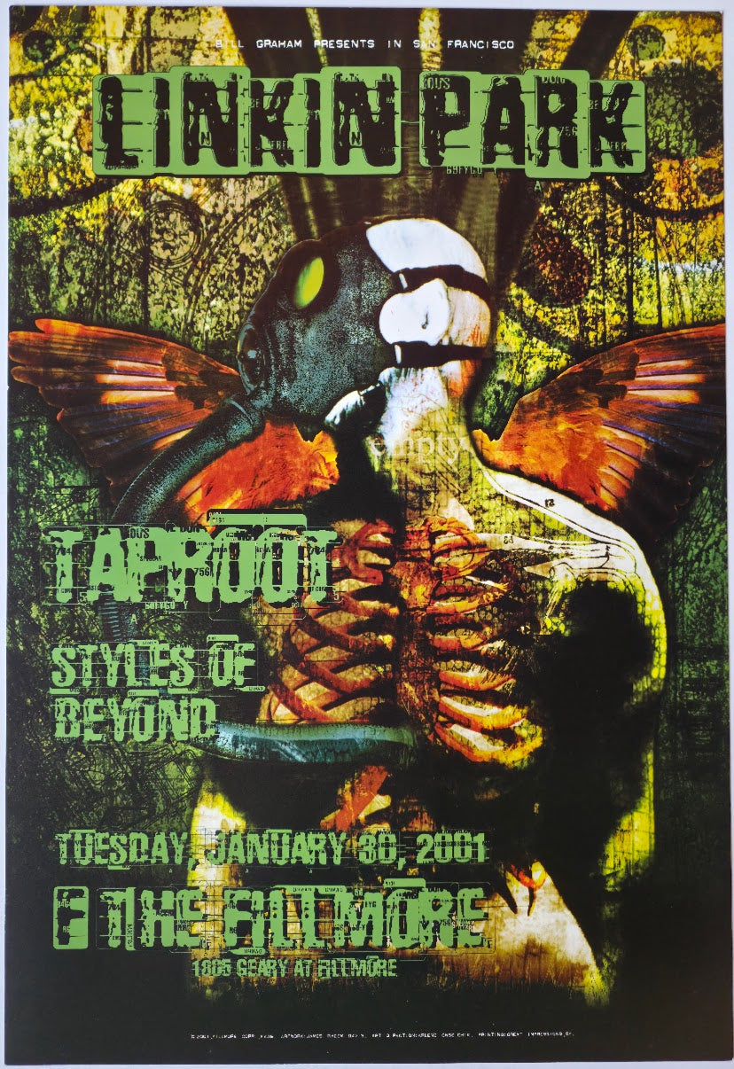 F436 Linkin Park, Taproot, Styles Of Beyond, The Fillmore by James Rheem Davis - January 30, 2001 - San Francisco, Fillmore Gig Print