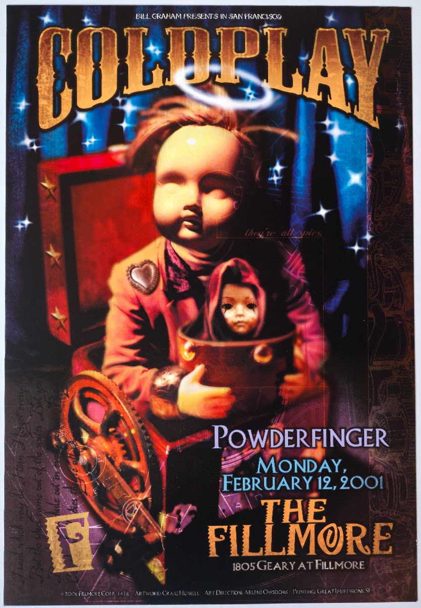 F438A Coldplay, Powderfinger, The Fillmore by Craig Howell - February 12, 2001 - San Francisco, Fillmore Gig Print