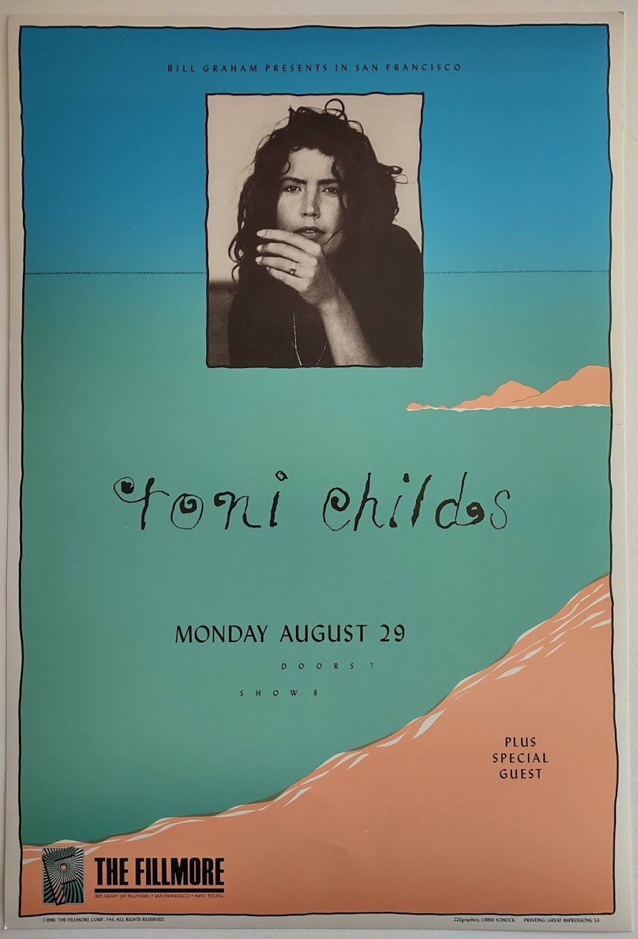 F43 Toni Childes, The Fillmore by Libbie Shock - August 29, 1988 - San Francisco, Fillmore Gig Print