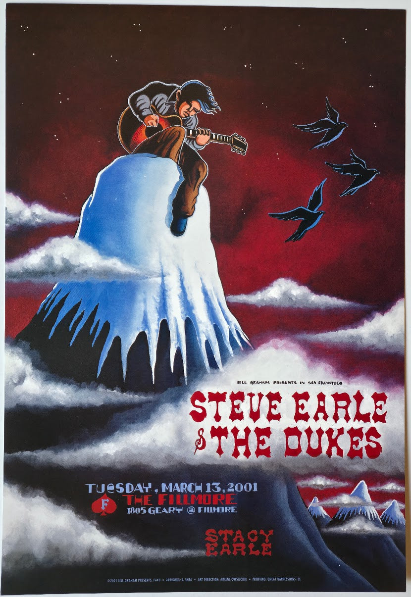 F443 Steve Earle And The Dukes, The Fillmore by J. Shea - March 13, 2001 - San Francisco, Fillmore Gig Print