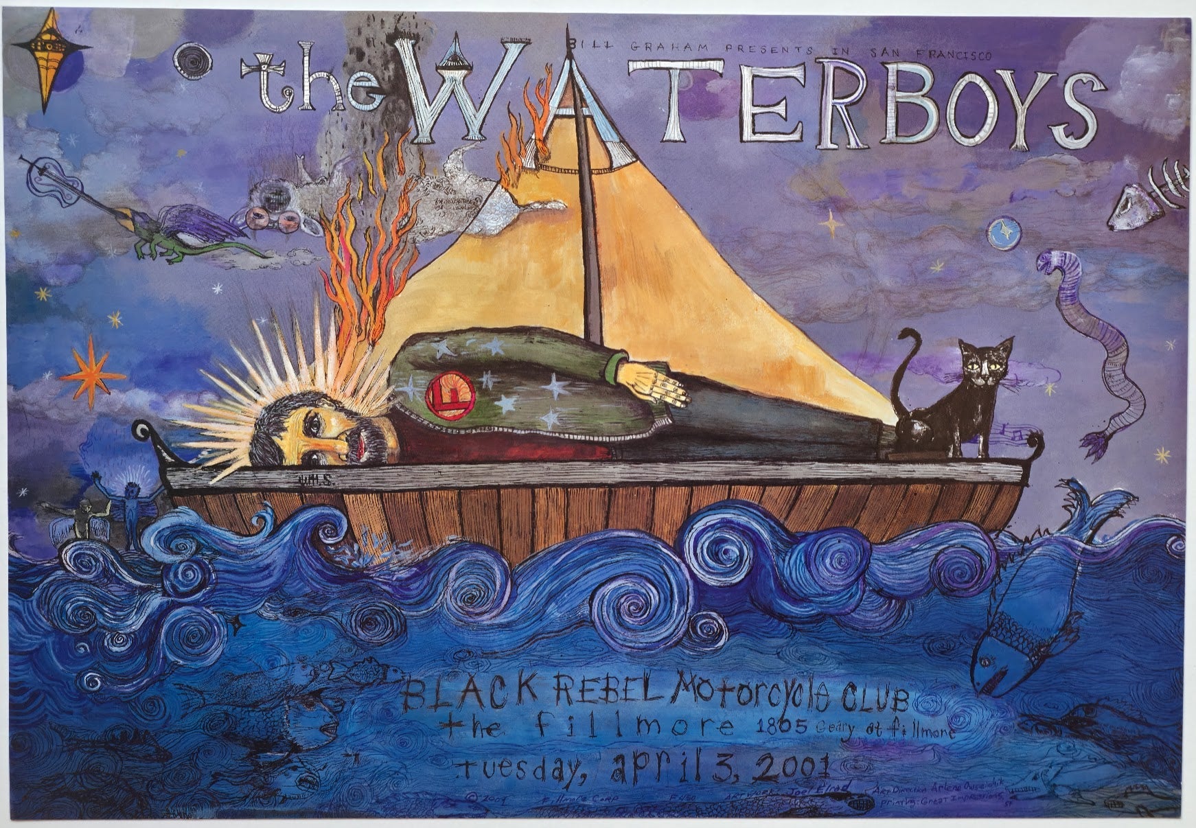 F450 The Waterboys, The Fillmore by Joel Elrod - April 3, 2001 - San Francisco, Fillmore Gig Print