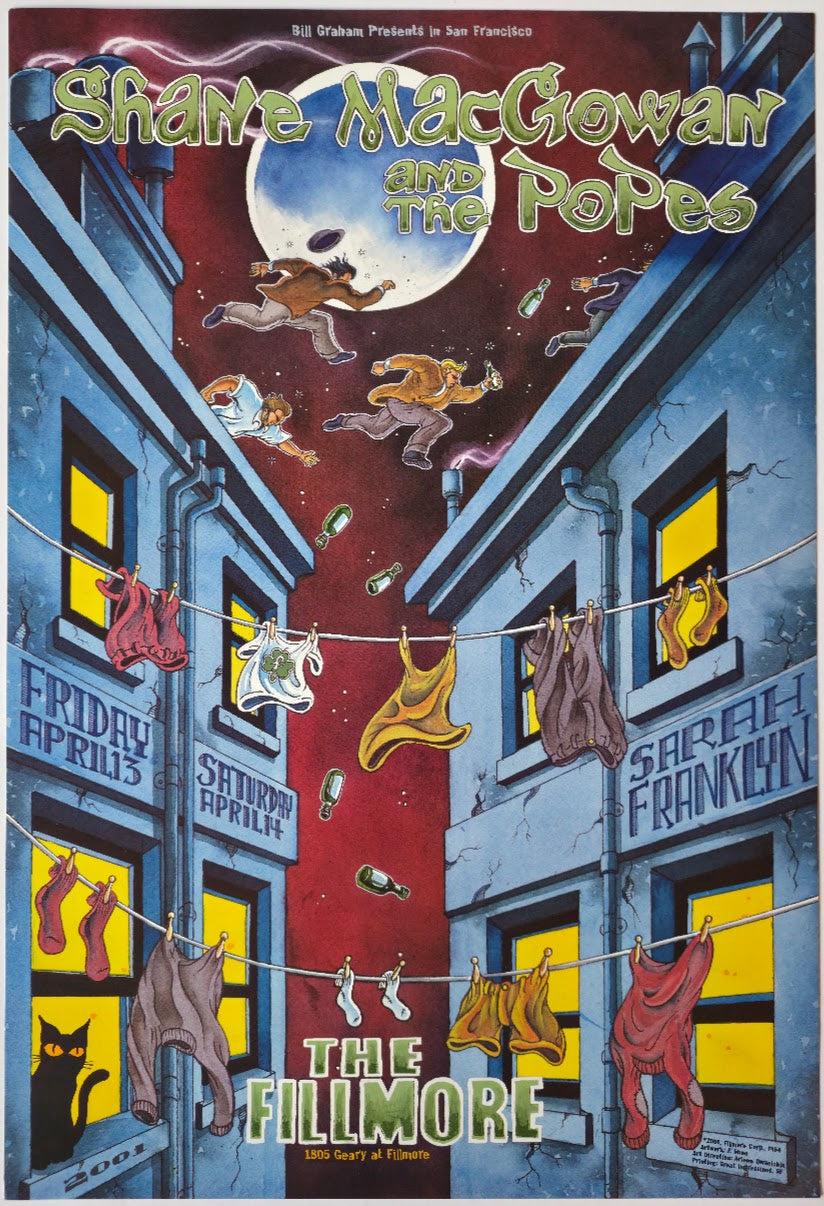 F454 Shane MacGowan And The Popes, The Fillmore by J. Shea - April 13, 2001 - San Francisco, Fillmore Gig Print