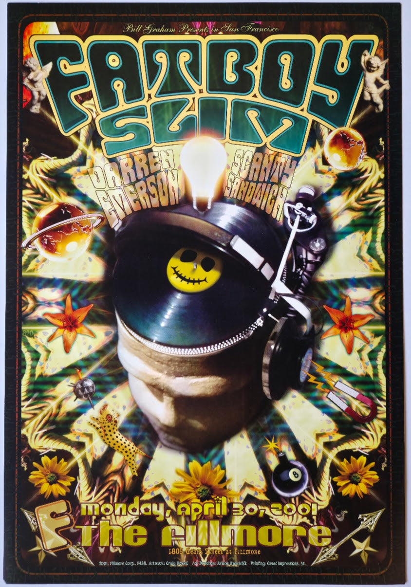 F458 Fatboy Slim, The Fillmore by Craig Howell - April 30, 2001 - San Francisco, Fillmore Gig Print