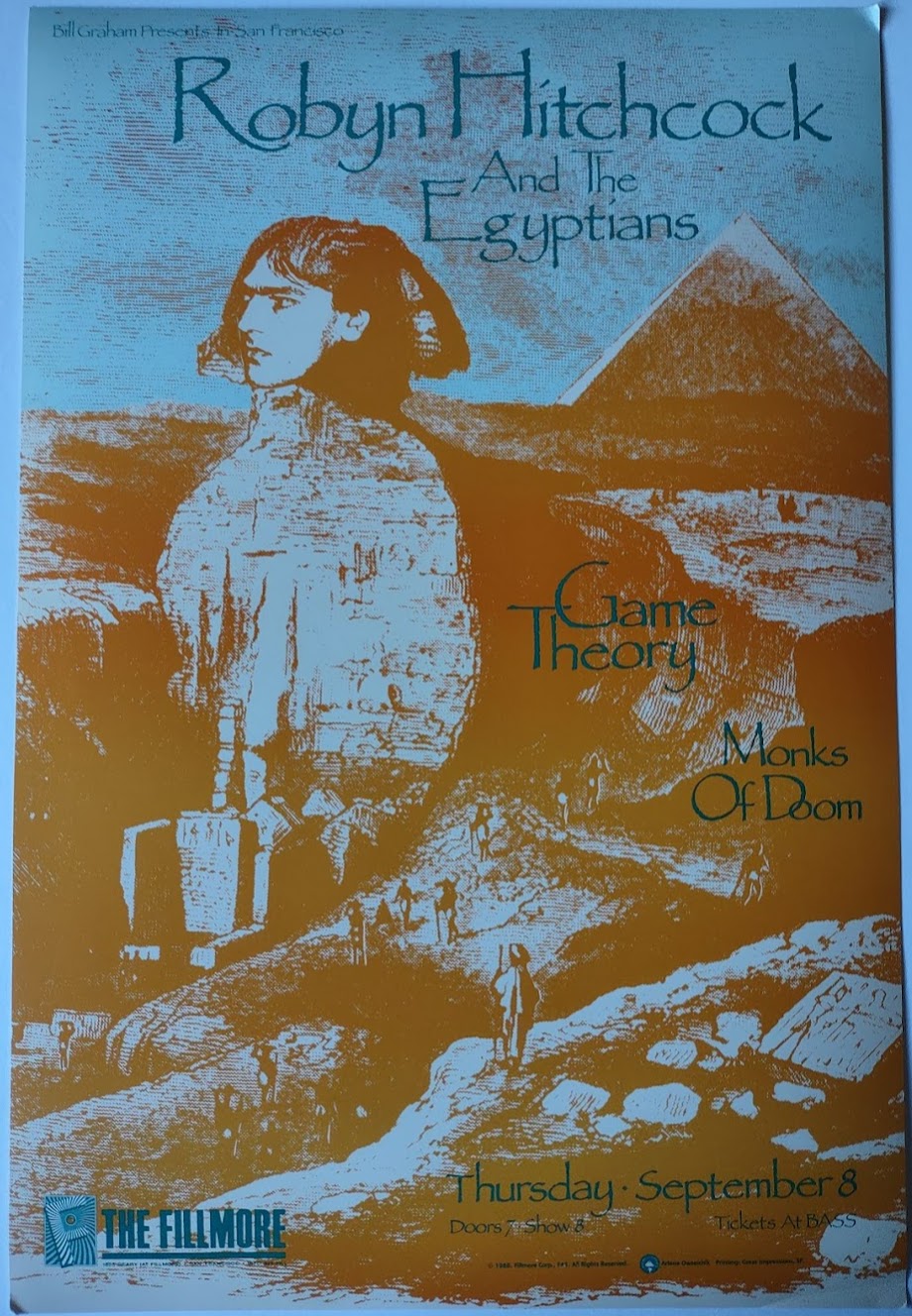 F45 Robyn Hitchcock and the Egyptians, The Fillmore by Arlene Owseichik - September 8, 1988 - San Francisco, Fillmore Gig Print