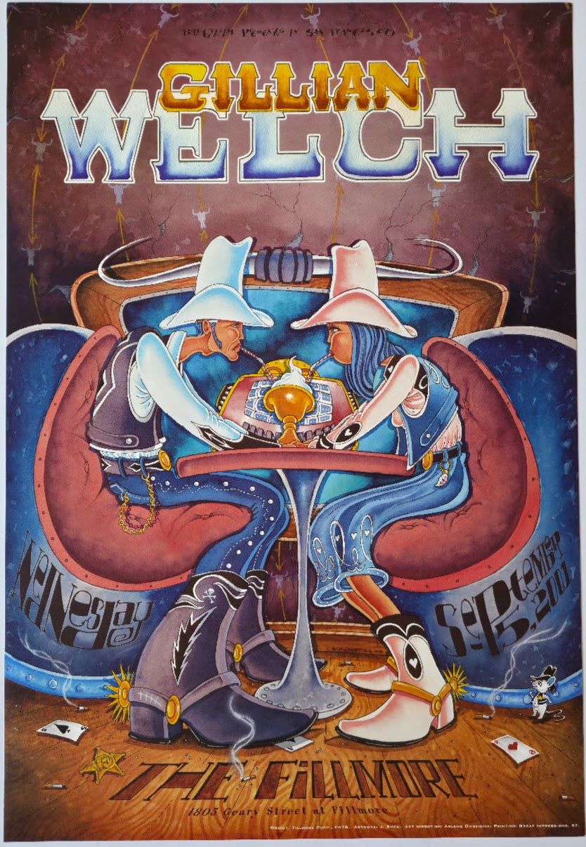 F478 Gillian Welch, The Fillmore by J. Shea - September 5, 2001 - San Francisco, Fillmore Gig Print