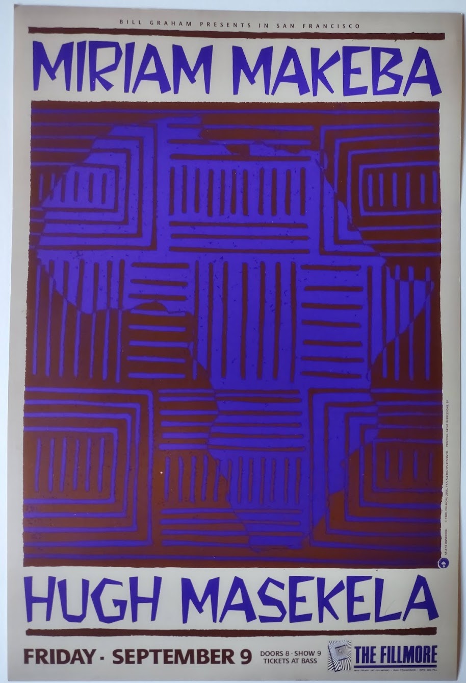 F47 Miriam Makeba, The Fillmore by Arlene Owseichik - September 9, 1988 - San Francisco, Fillmore Gig Print