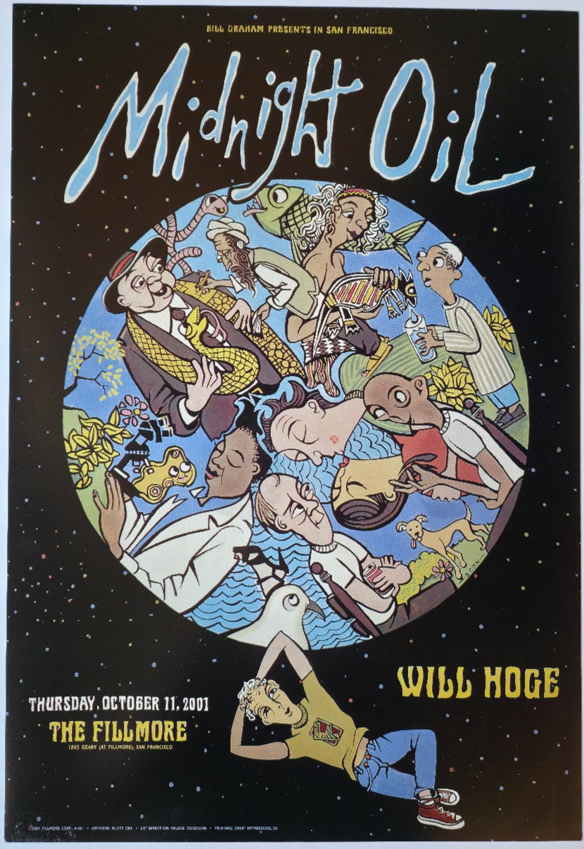 F481 Midnight Oil, The Fillmore by Dusty Cox - October 11, 2001 - San Francisco, Fillmore Gig Print