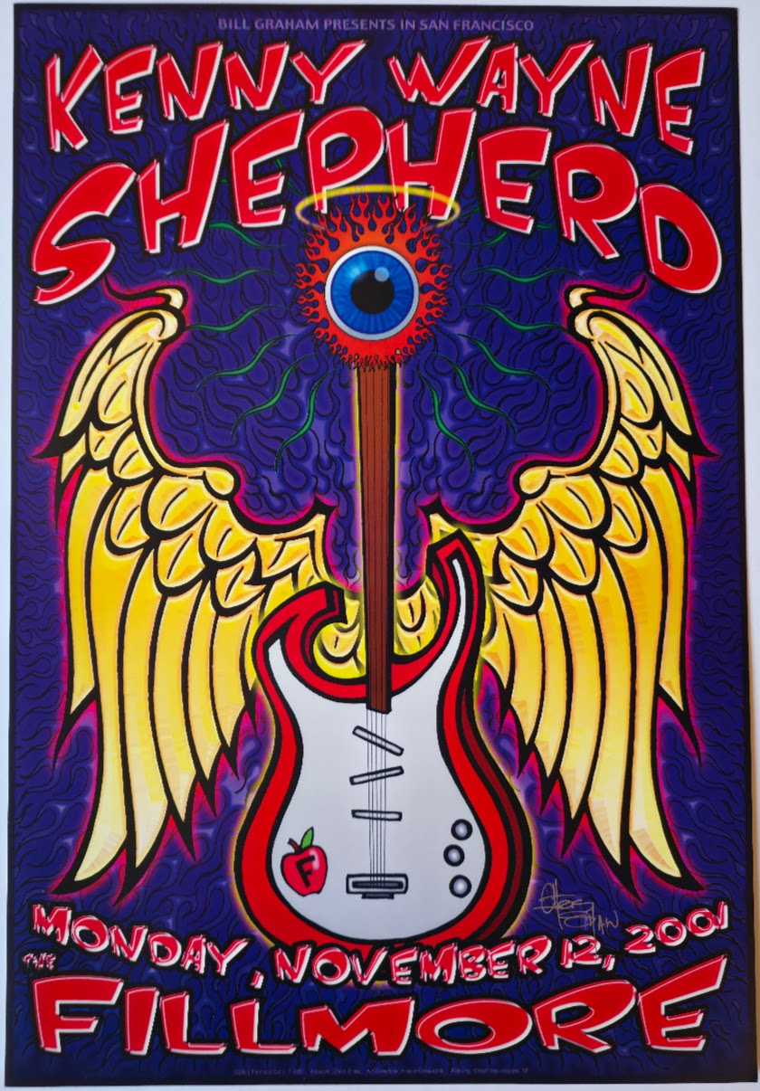 F492 Kenny Wayne Shepherd, (Signed by Shaw) The Fillmore by Chris Shaw - November 12, 2001 - San Francisco, Fillmore Gig Print