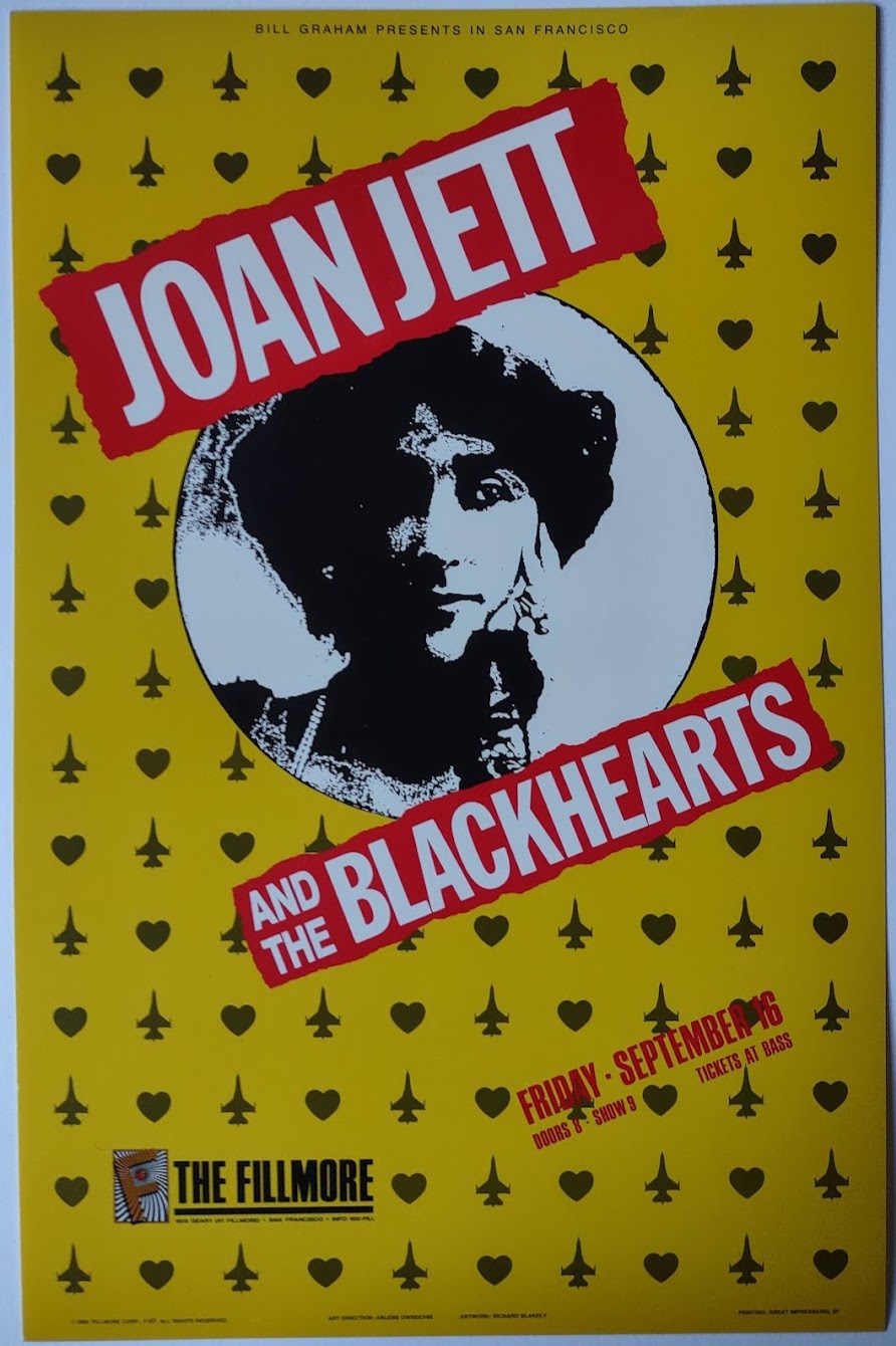 F49 Joan Jett and the Blackhearts, The Fillmore by Richard Blakely - Sep 16 1988 - San Francisco, Fillmore Gig Print