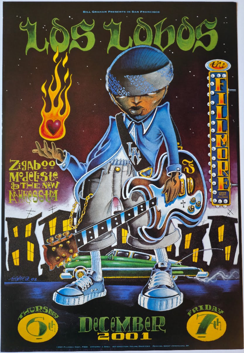 F500 Los Lobos, The Fillmore by J. Shea - December 6-7, 2001 - San Francisco, Fillmore Gig Print