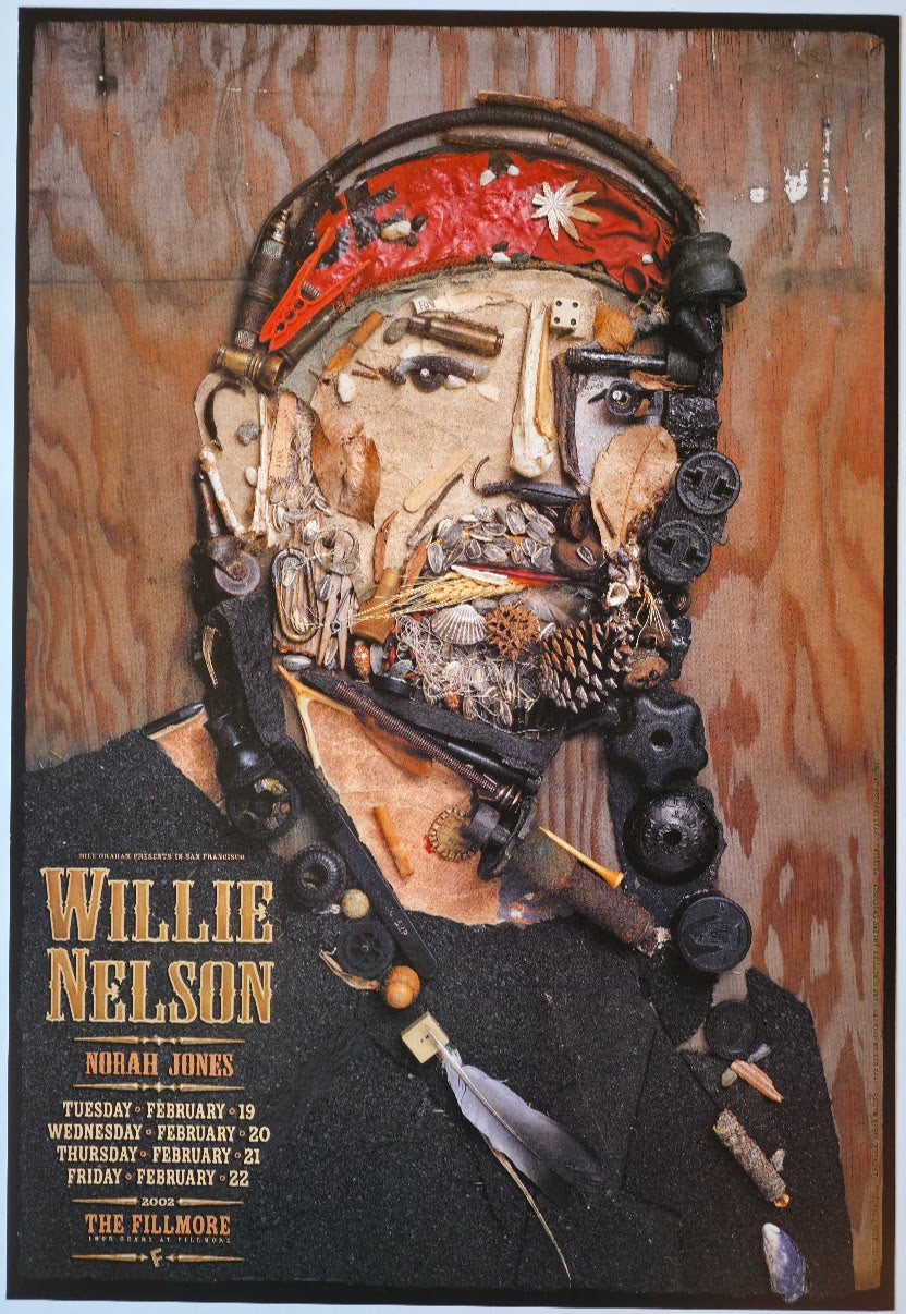 F511 Willie Nelson, The Fillmore by Jason Mecier - February 19-22, 2002 - San Francisco, Fillmore Gig Print