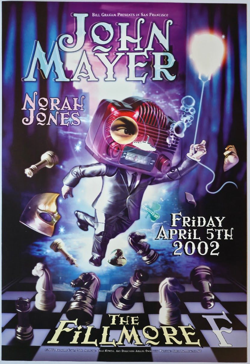F516 John Mayer, Norah Jones, The Fillmore by Craig Howell - April 5, 2002 - San Francisco, Fillmore Gig Print