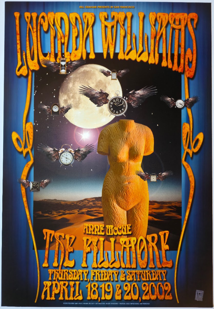 F519 Lucinda Williams, The Fillmore by Rex Ray - April 18-20, 2002 - San Francisco, Fillmore Gig Print