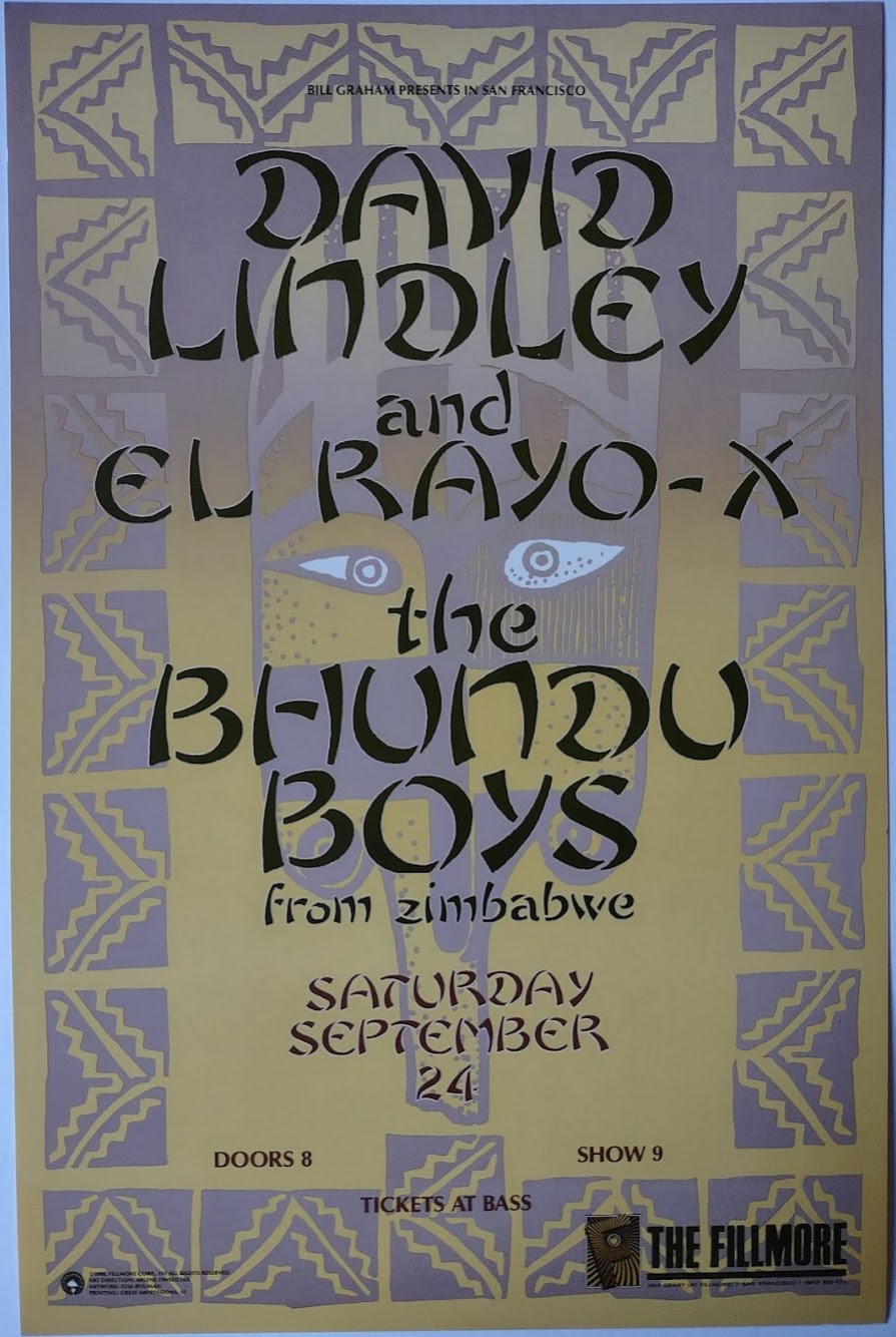 F51 David Lindley, The Fillmore by Elsa Bouman - September 24, 1988 - San Francisco, Fillmore Gig Print