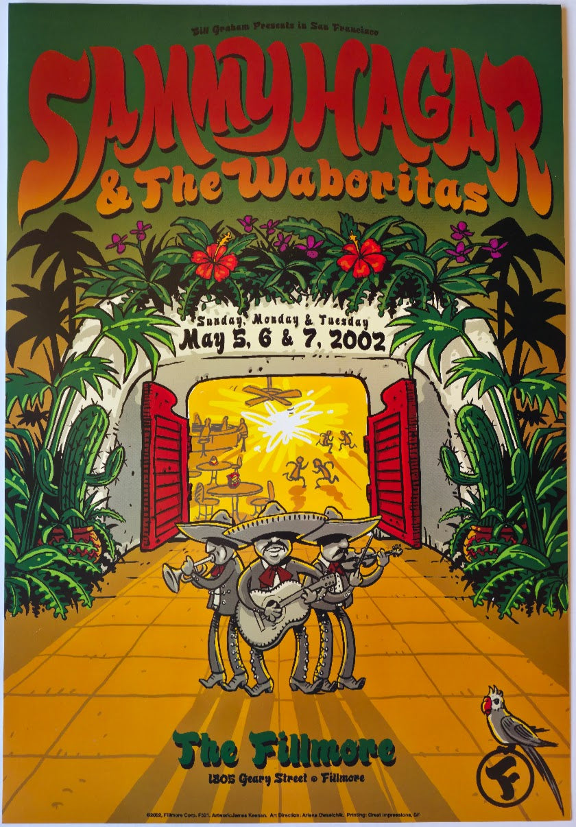 F521 Sammy Hagar & The Waboritas, The Fillmore by James Keenan - May 5-7, 2002 - San Francisco, Fillmore Gig Print