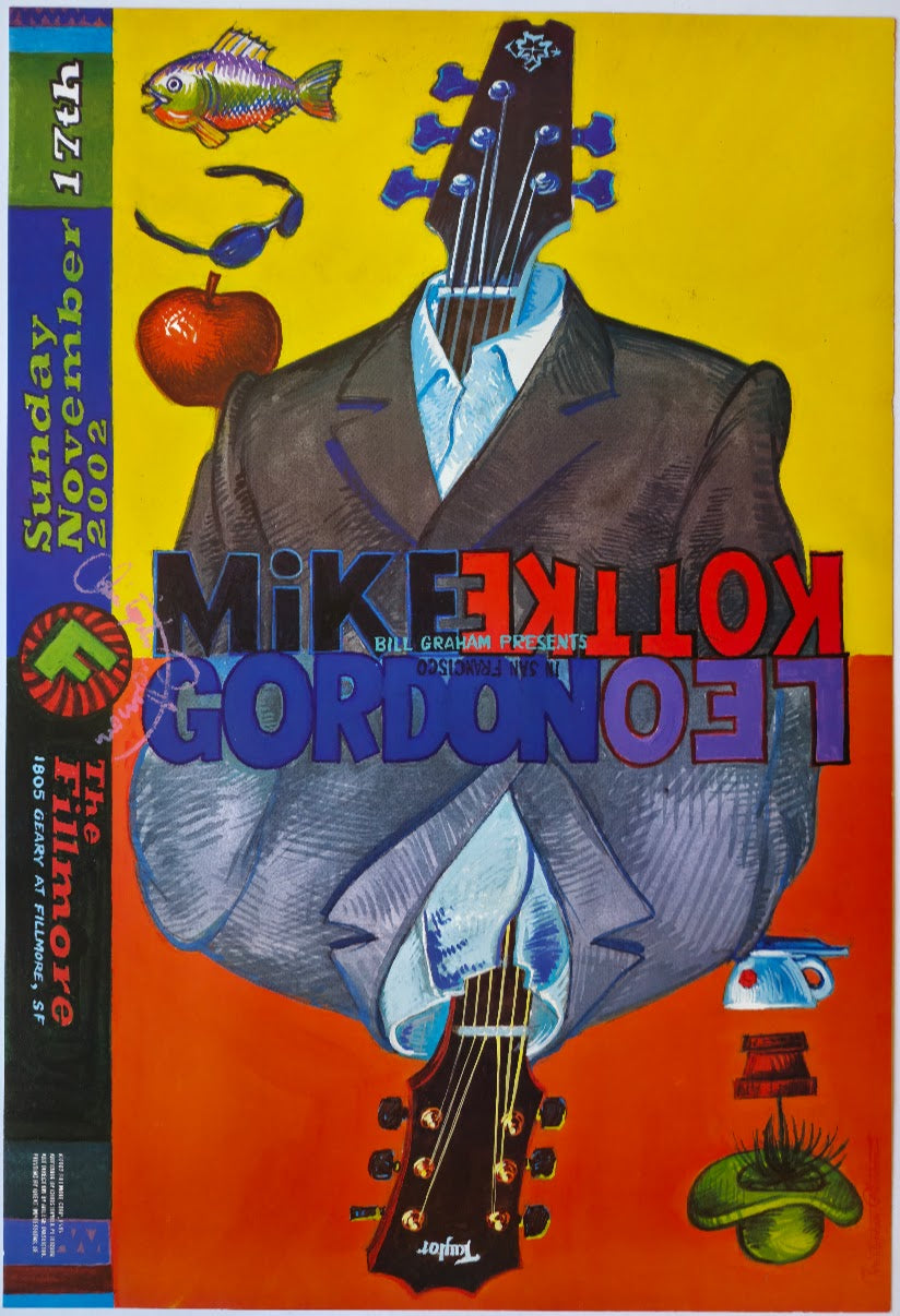 F545 Mike Gordon, Leo Kottke, (Signed by Peterson) The Fillmore by Christopher Peterson - November 17, 2002 - San Francisco, Fillmore Gig Print