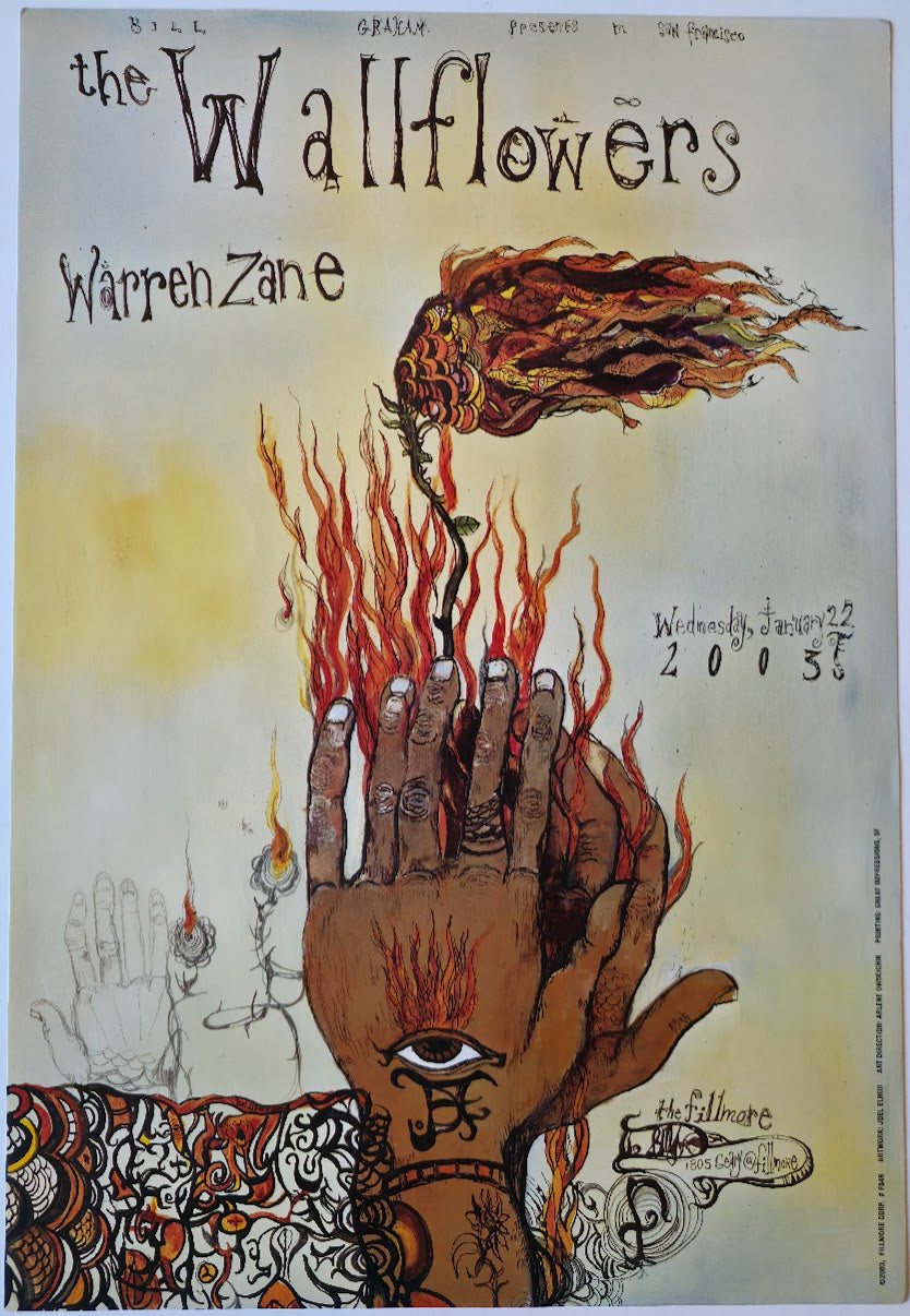 F549 The Wallflowers, Warren Zane, The Fillmore by Joel Elrod - January 22, 2003 - San Francisco, Fillmore Gig Print