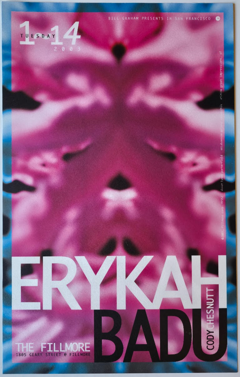 F552 Erykah Badu, The Fillmore by Lynne Porterfield - January 14, 2003 - San Francisco, Fillmore Gig Print