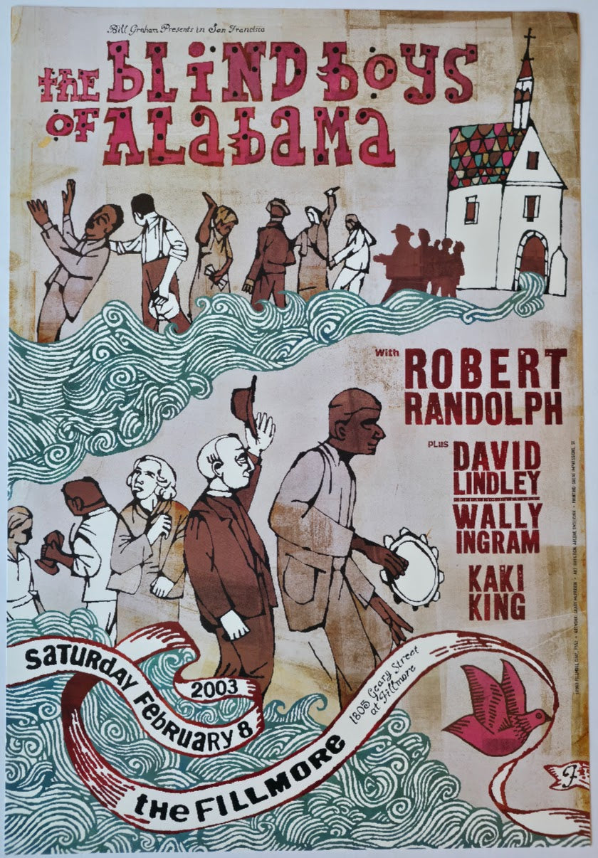 F553 The Blind Boys Of Alabama, Robert Randolph, The Fillmore by Grady McFerrin - February 8, 2003 - San Francisco, Fillmore Gig Print