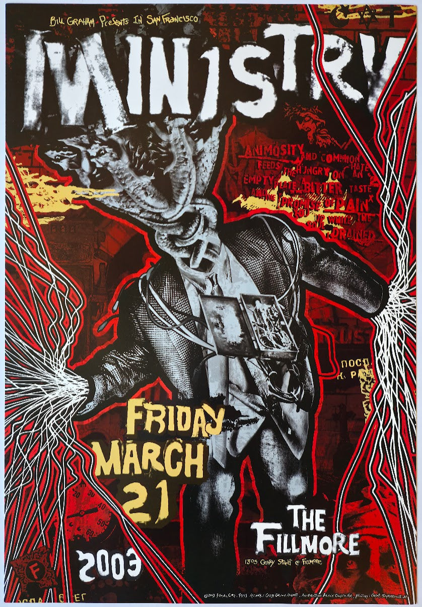 F559 Ministry, The Fillmore by Gregg Gordon, Gigart - March 21, 2003 - San Francisco, Fillmore Gig Print