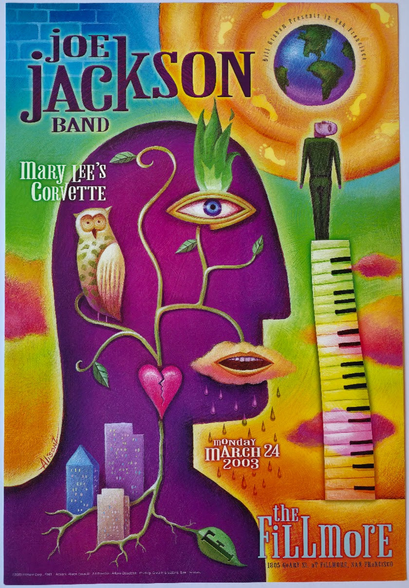 F561 Joe Jackson Band, Mary Lee's Corvette, The Fillmore by Alison Zawacki - March 24, 2003 - San Francisco, Fillmore Gig Print