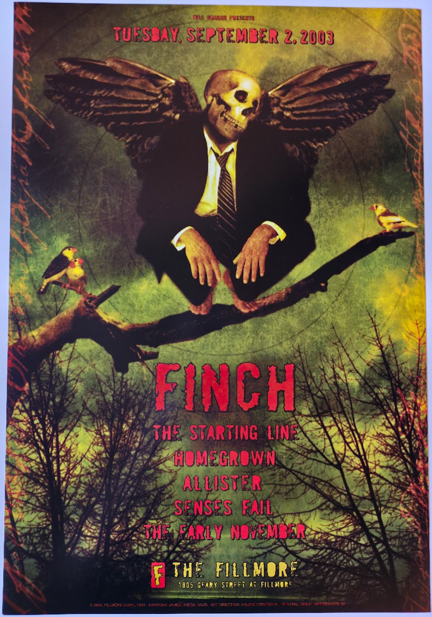 F581 Finch, The Starting Line, The Fillmore by James Rheem Davis - September 2, 2003 - San Francisco, Fillmore Gig Print