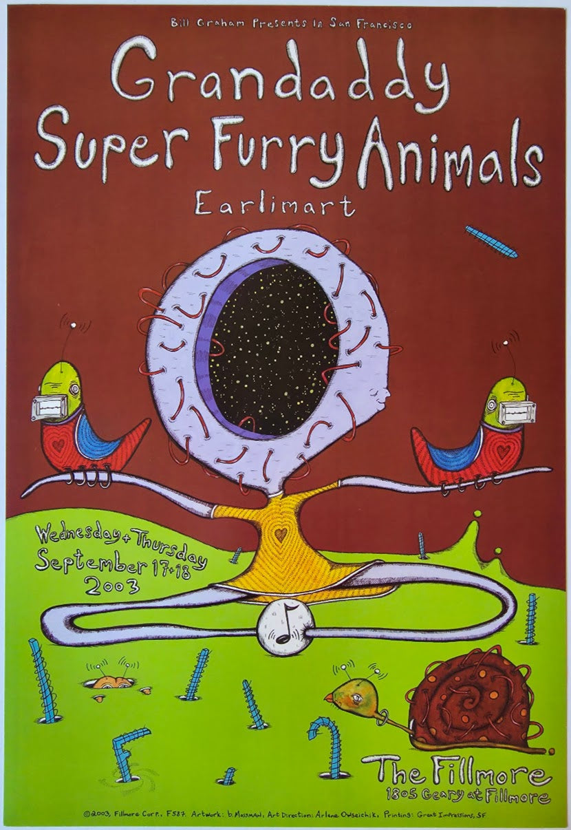 F587 Grandaddy Super Fury Animals, The Fillmore by B. Mossman - September 17-18, 2003 - San Francisco, Fillmore Gig Print