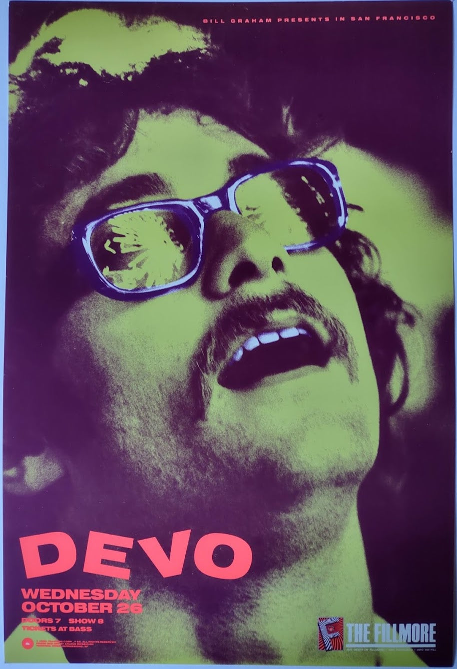 F58 Devo, The Fillmore by Arlene Owseichik - October 26 1988 - San Francisco, Fillmore Gig Print
