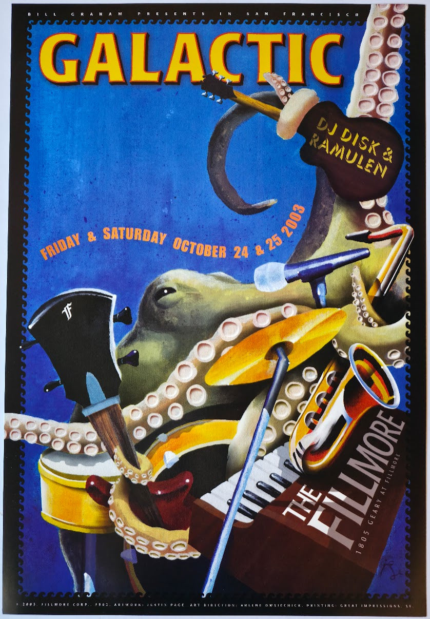 F592 Galactic, The Fillmore by Justin Page - October 24-25, 2003 - San Francisco, Fillmore Gig Print