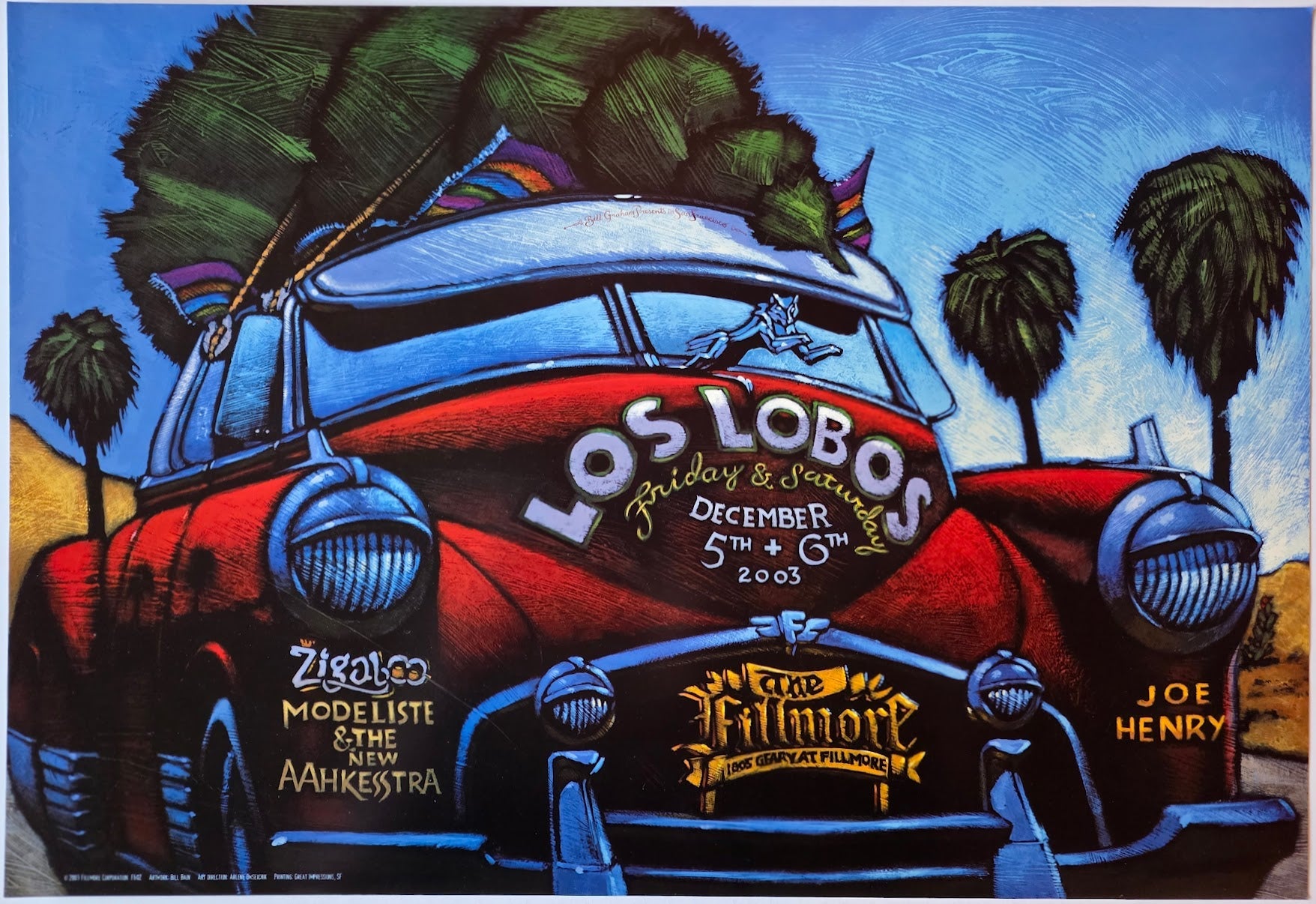 F602 Los Lobos, The Fillmore by Bill Bain - December 5-6, 2003 - San Francisco, Fillmore Gig Print
