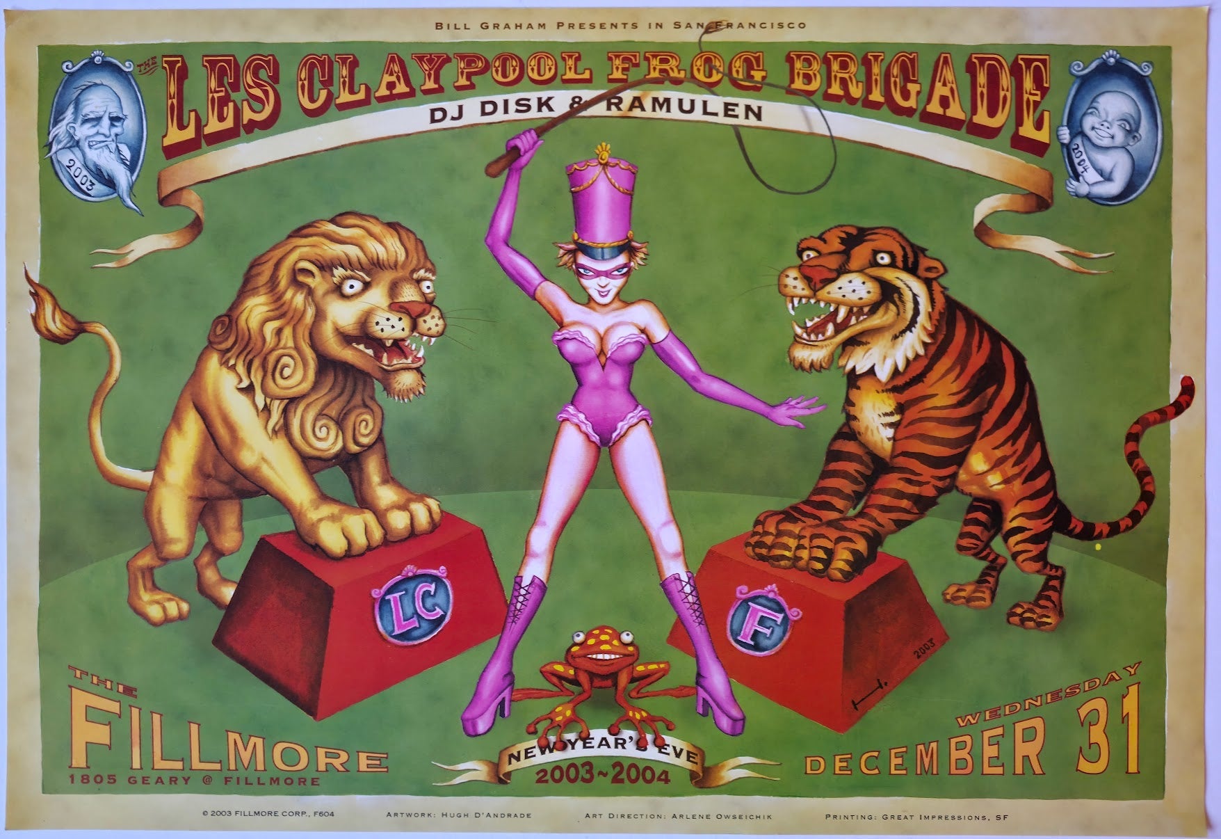 F604 Les Claypool Frog Brigade, The Fillmore by Hugh D'Andrade - December 31, 2003 - San Francisco, Fillmore Gig Print
