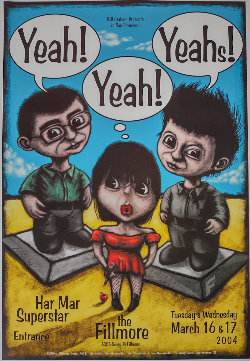 F612 Yeah! Yeah! Yeah!, The Fillmore by John Mavroudis - March 16-17, 2004 - San Francisco, Fillmore Gig Print