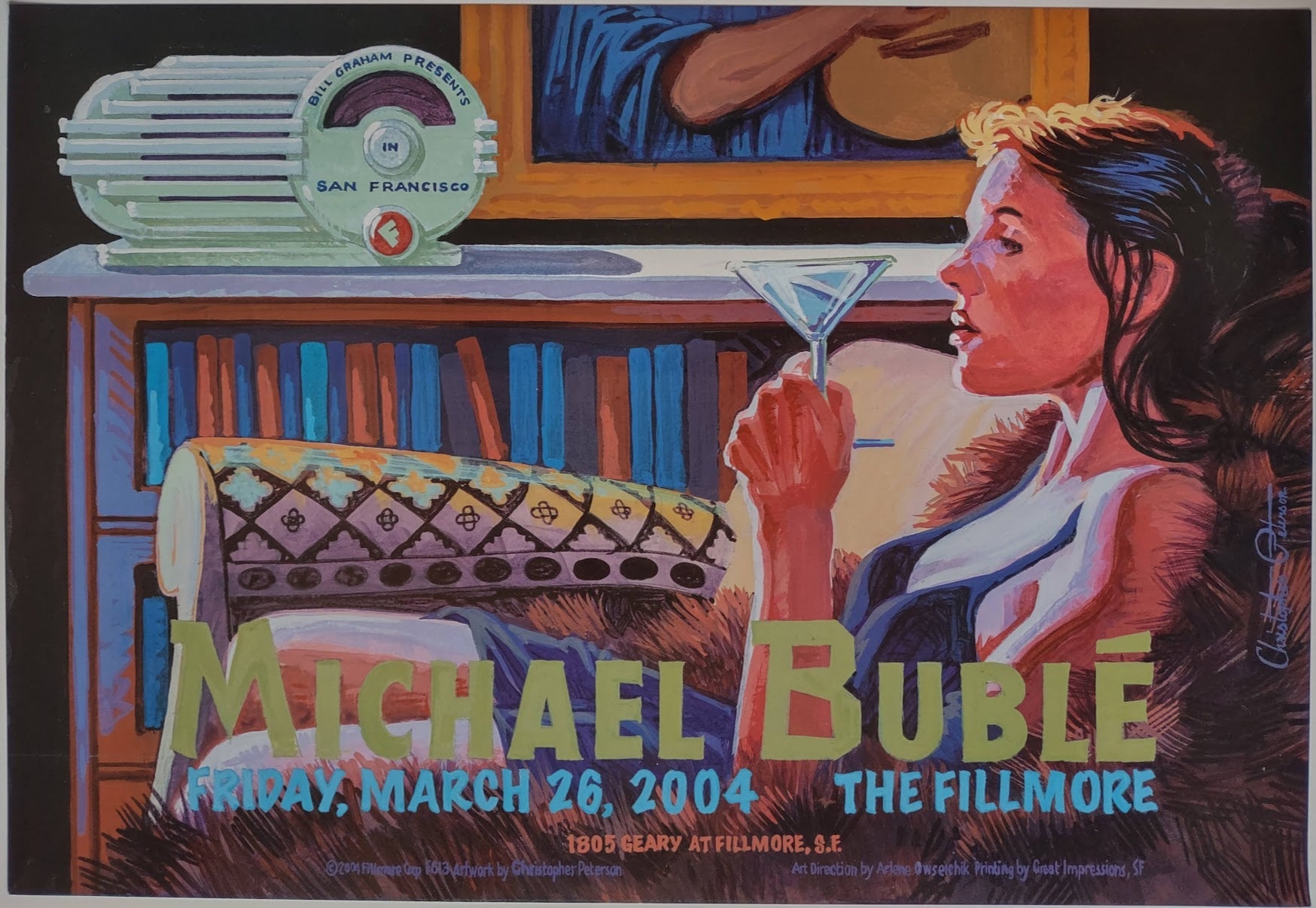 F613 Michael Bublē, The Fillmore by Christopher Peterson - March 26, 2004 - San Francisco, Fillmore Gig Print