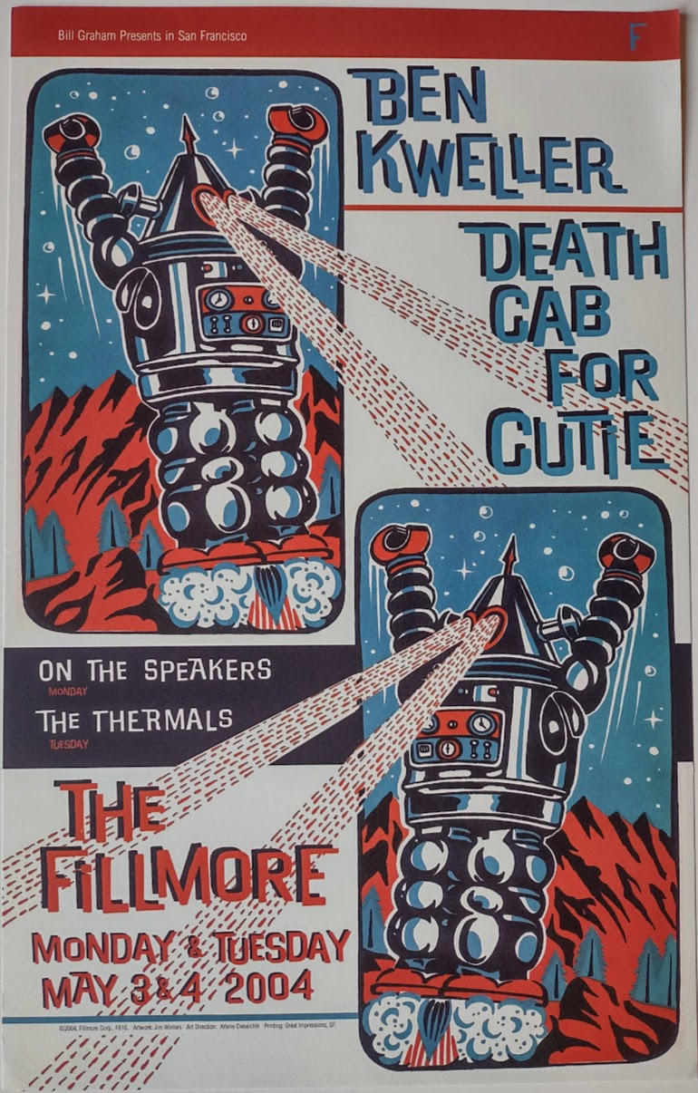 F616 Ben Kweler, Death Cab For Cutie, The Fillmore by Jim Winters - May 3-4, 2004 - San Francisco, Fillmore Gig Print