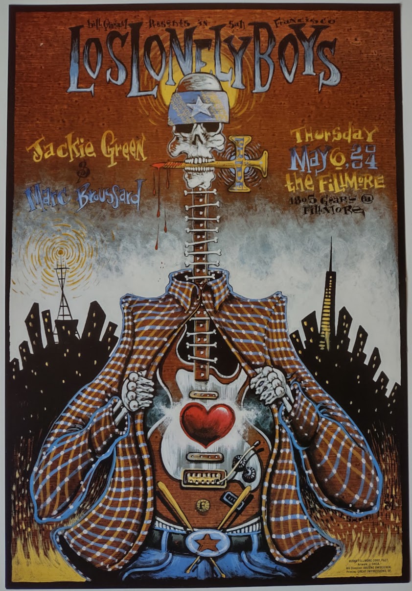 F617 Los Lonely Boys, Jackie Green, The Fillmore by J. Shea - May 6, 2004 - San Francisco, Fillmore Gig Print