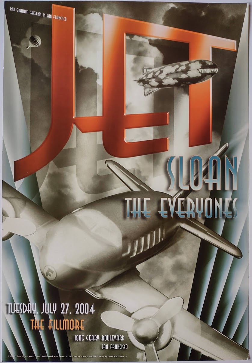 F625 Jet, Sloan, The Everyones, The Fillmore by Frank Wiedmann - July 27, 2004 - San Francisco, Fillmore Gig Print