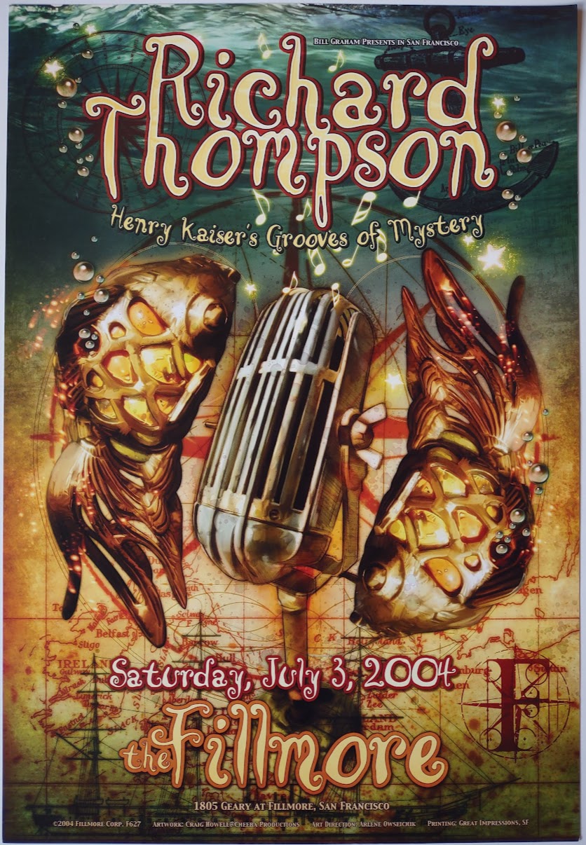 F627 Richard Thompson, The Fillmore by Craig Howell/Cheeba Productions - July 3, 2004 - San Francisco, Fillmore Gig Print