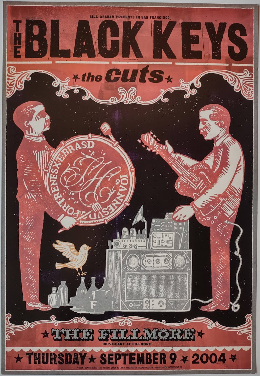 F629 The Black Keys, The Cuts, The Fillmore by Grady McFerin - September 9, 2004 - San Francisco, Fillmore Gig Print