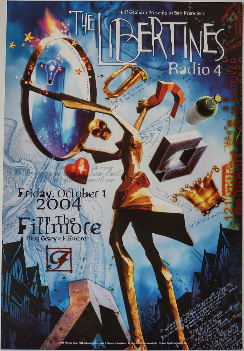 F632 The Libertines, Radio 4, The Fillmore by Craig Howell/Cheeba Productions - October 1, 2004 - San Francisco, Fillmore Gig Print