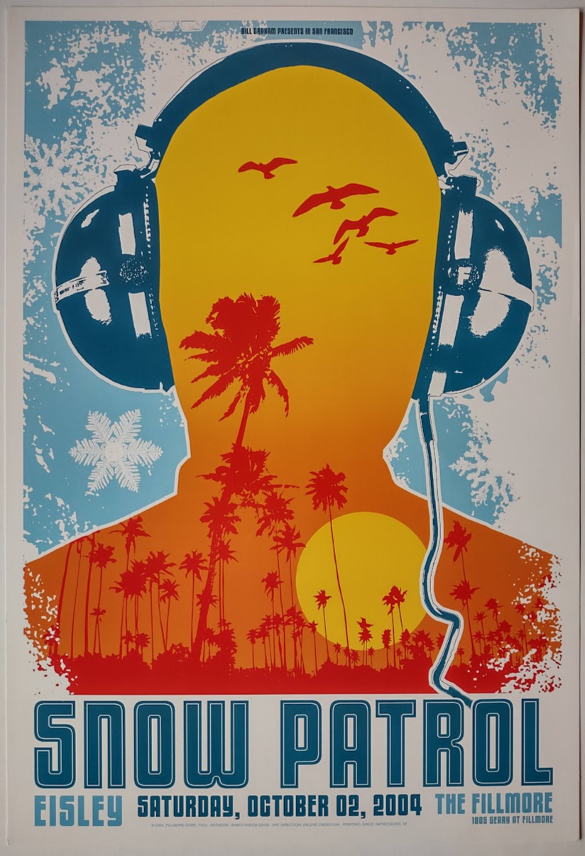 F633 Snow Patrol, Eisley, The Fillmore by James Rheem Davis - October 2, 2004 - San Francisco, Fillmore Gig Print