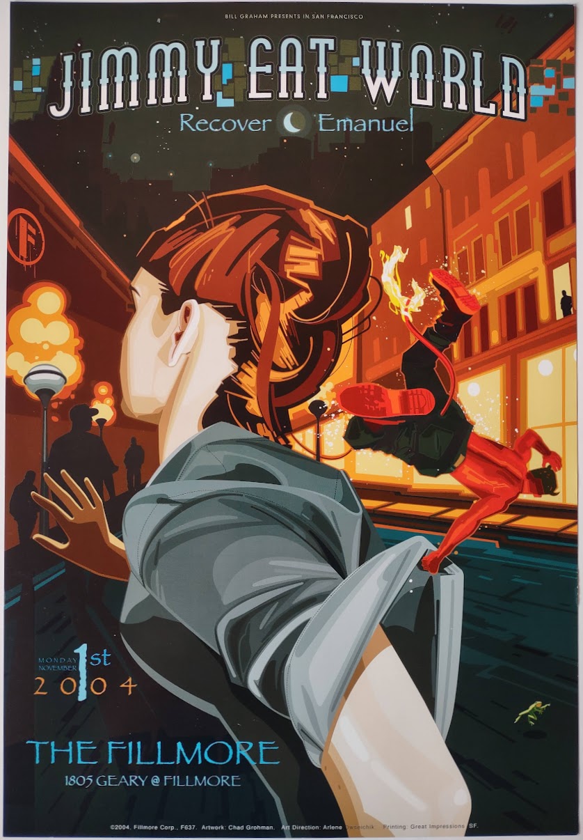 F637 Jimmy Eat World, Recover Emanuel, The Fillmore by Chad Grohman - November 1, 2004 - San Francisco, Fillmore Gig Print