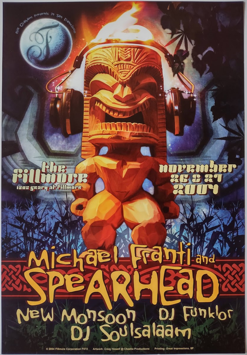 F672 Michael Franti And Spearhead, New Monsoon, The Fillmore by Craig Howell/Cheeba Productions - November 26-27, 2004 - San Francisco, Fillmore Gig Print