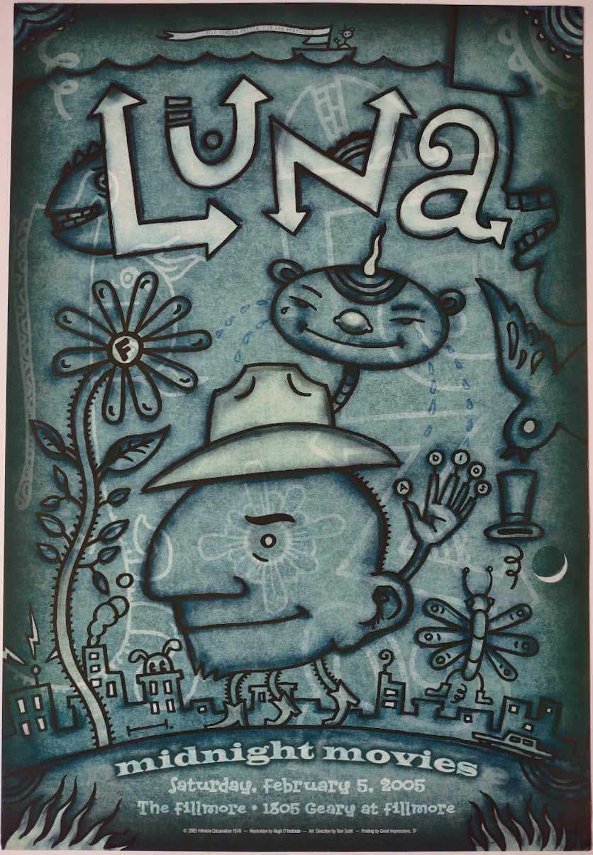 F678 Luna, Midnight Movies, The Fillmore by Hugh D'Andrade - February 5, 2005 - San Francisco, Fillmore Gig Print