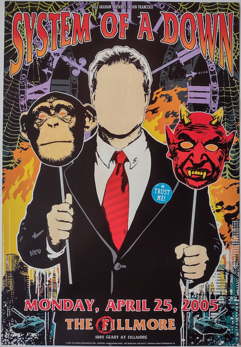 F685 System Of A Down, The Fillmore by James Rheem Davis - April 25, 2005 - San Francisco, Fillmore Gig Print