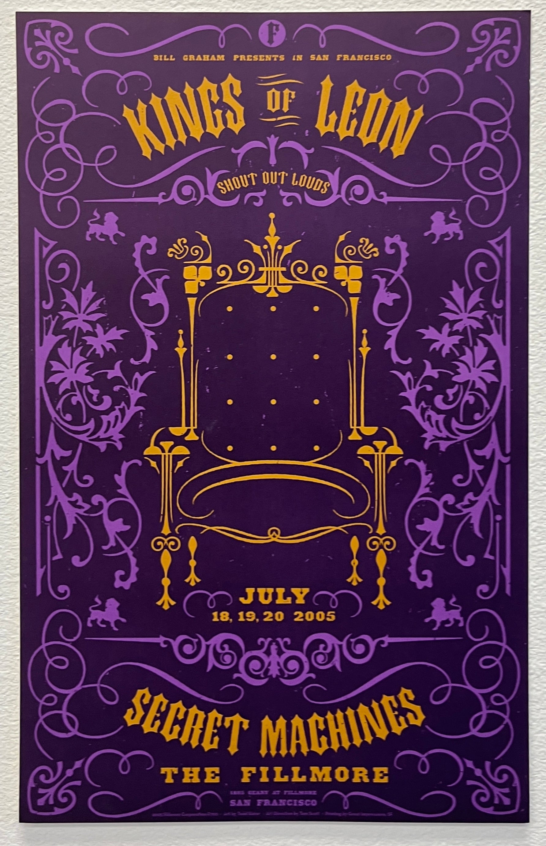 F700 Kings Of Leon, Shout Out Louds, The Fillmore by Todd Slater - July 18-20, 2005 - San Francisco, Fillmore Gig Print
