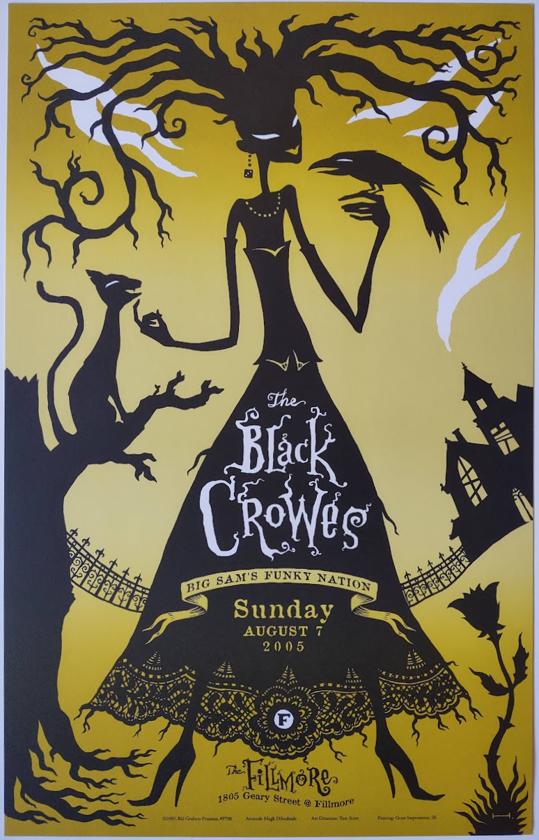 F706 The Black Crowes, The Fillmore by Hugh D'Andrade - August 7, 2005 - San Francisco, Fillmore Gig Print