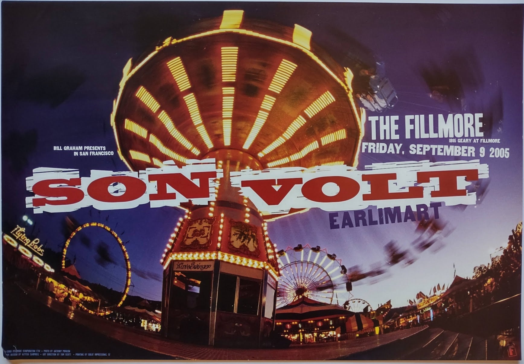 F714 Son Volt, Earlmart, The Fillmore by Alyssa Campbell - September 9, 2005 - San Francisco, Fillmore Gig Print