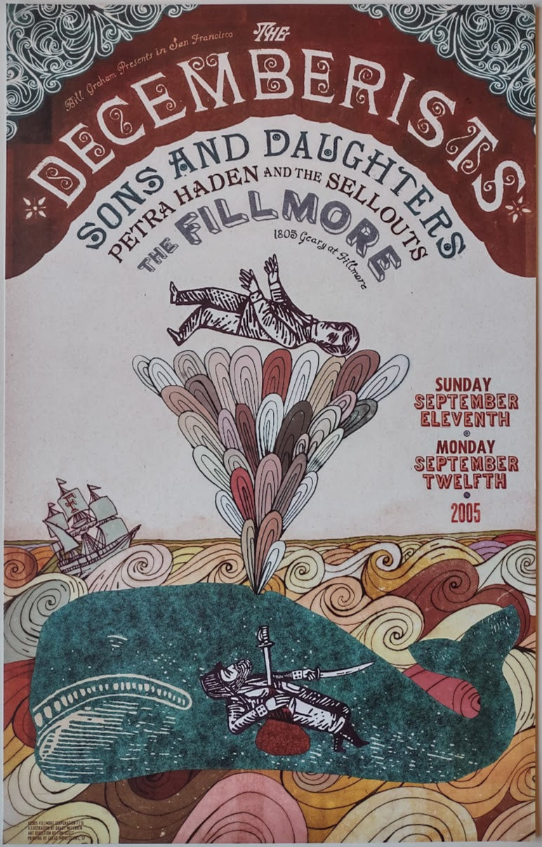 F716 The Decemberists, Sons And Daughters, The Fillmore by Grady McFerin - September 11-12, 2005 - San Francisco, Fillmore Gig Print